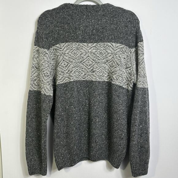 Luca Nobili Sweater Large Gray Wool Blend Crewneck Geometric Knit Made in Italy - Picture 3 of 10